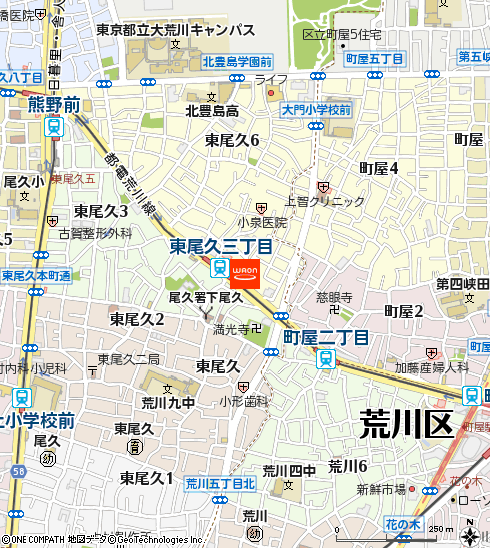まいばすけっと東尾久三丁目駅前店付近の地図